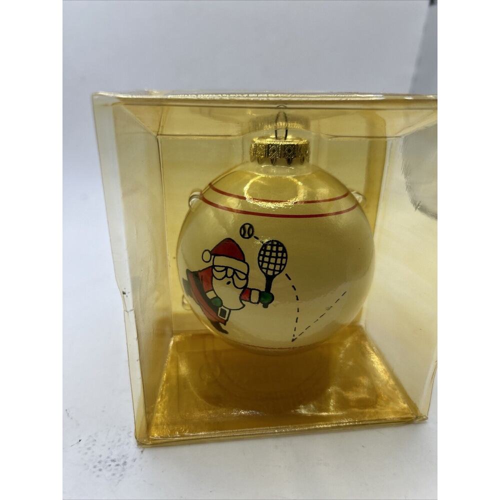 Vtg Bronner’s Christmas Tree Ornament Santa Playing Tennis NIP